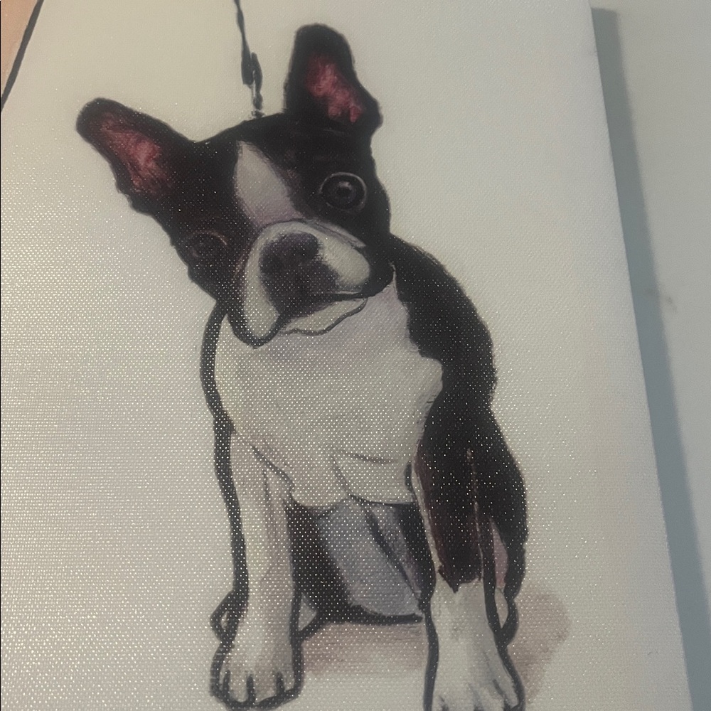 NEW Framed Canvas Art 12"x12" Boston Terrier Art - Picture 2 of 5